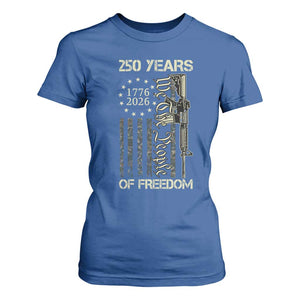 250 Years of Freedom Camo Flag T Shirt For Women We The People Second Amendment 1776-2026 Patriotic TS02 Royal Blue Print Your Wear
