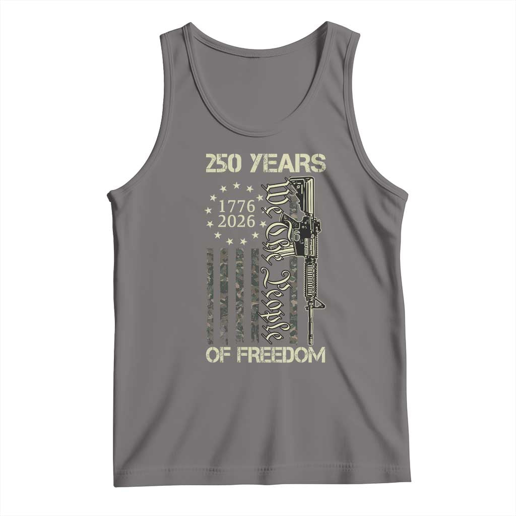 250 Years of Freedom Camo Flag Tank Top We The People Second Amendment 1776-2026 Patriotic TS02 Deep Heather Print Your Wear