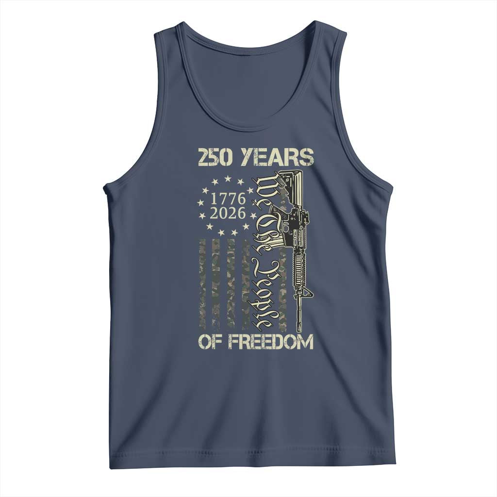 250 Years of Freedom Camo Flag Tank Top We The People Second Amendment 1776-2026 Patriotic TS02 Navy Print Your Wear
