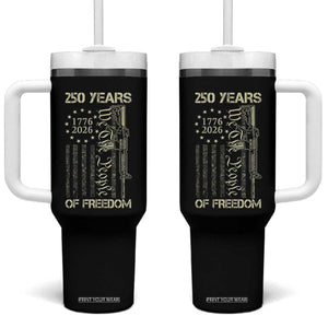 250 Years of Freedom Camo Flag Tumbler With Handle We The People Second Amendment 1776-2026 Patriotic TS02 One Size: 40 oz Black Print Your Wear