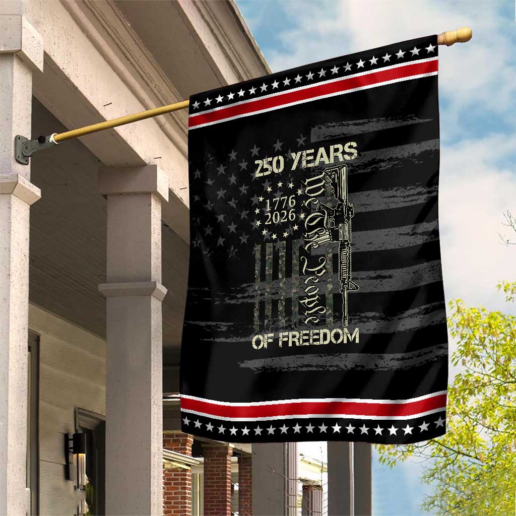 250 Years of Freedom Camo Flag Patriotic Garden Flag We The People Second Amendment 1776-2026 Patriotic TS02 Distressed Black Red Print Your Wear
