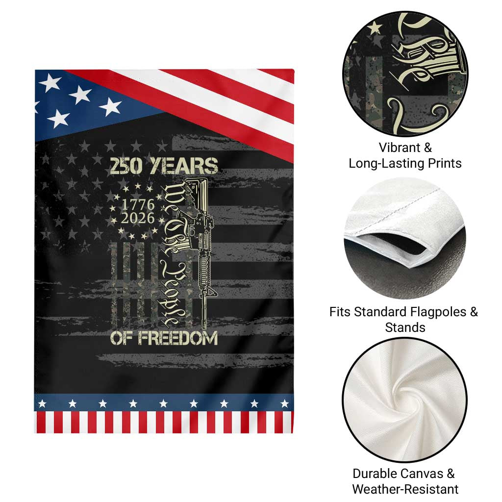 250 Years of Freedom Camo Flag Patriotic Garden Flag We The People Second Amendment 1776-2026 Patriotic TS02 Print Your Wear