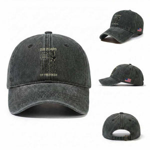 250 Years of Freedom Camo Flag Washed Cotton Baseball Cap We The People Second Amendment 1776-2026 Patriotic TS02 Washed Cap Universal Fit Dark Green Print Your Wear