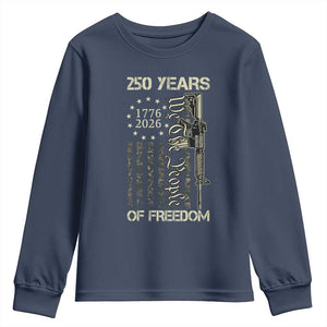 250 Years of Freedom Camo Flag Youth Sweatshirt We The People Second Amendment 1776-2026 Patriotic TS02 Navy Print Your Wear