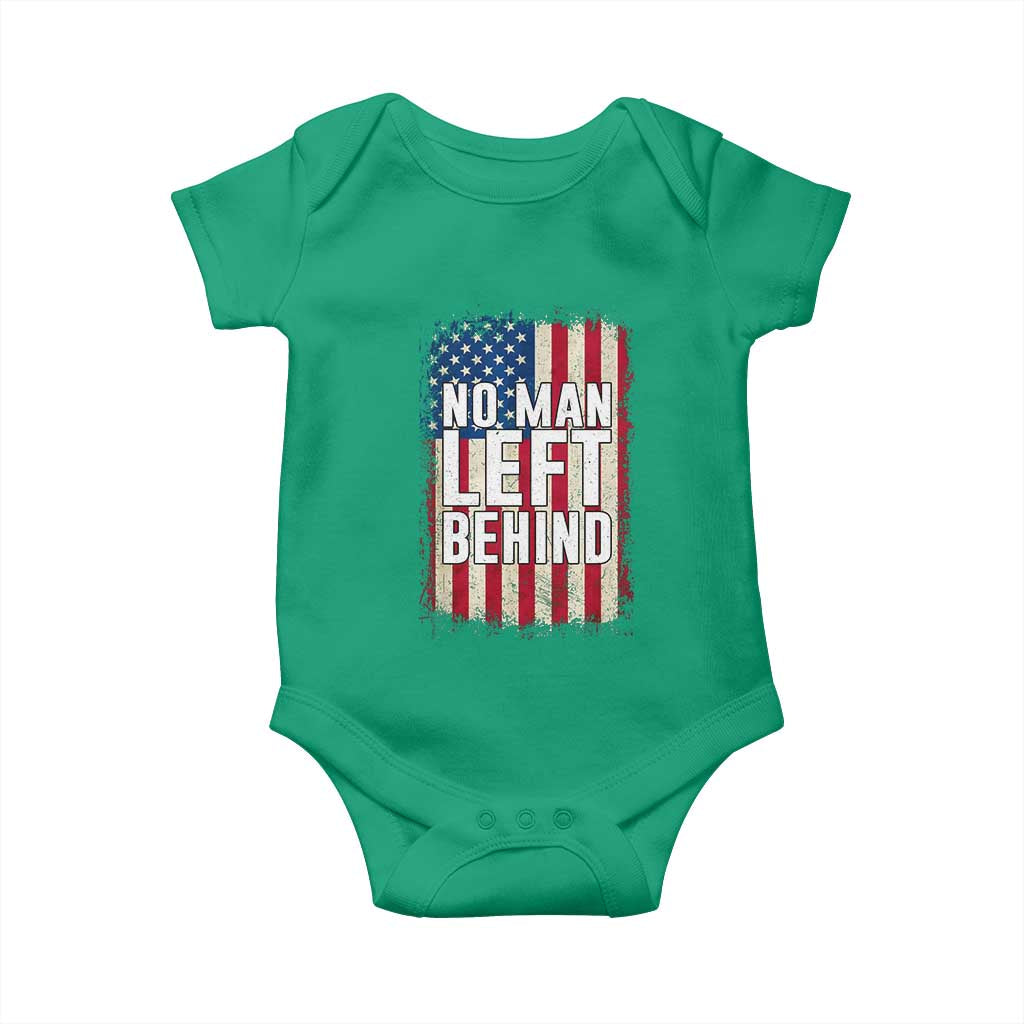 No Man Left Behind Patriotic Baby Onesie Distressed American Flag TS02 Irish Green Print Your Wear