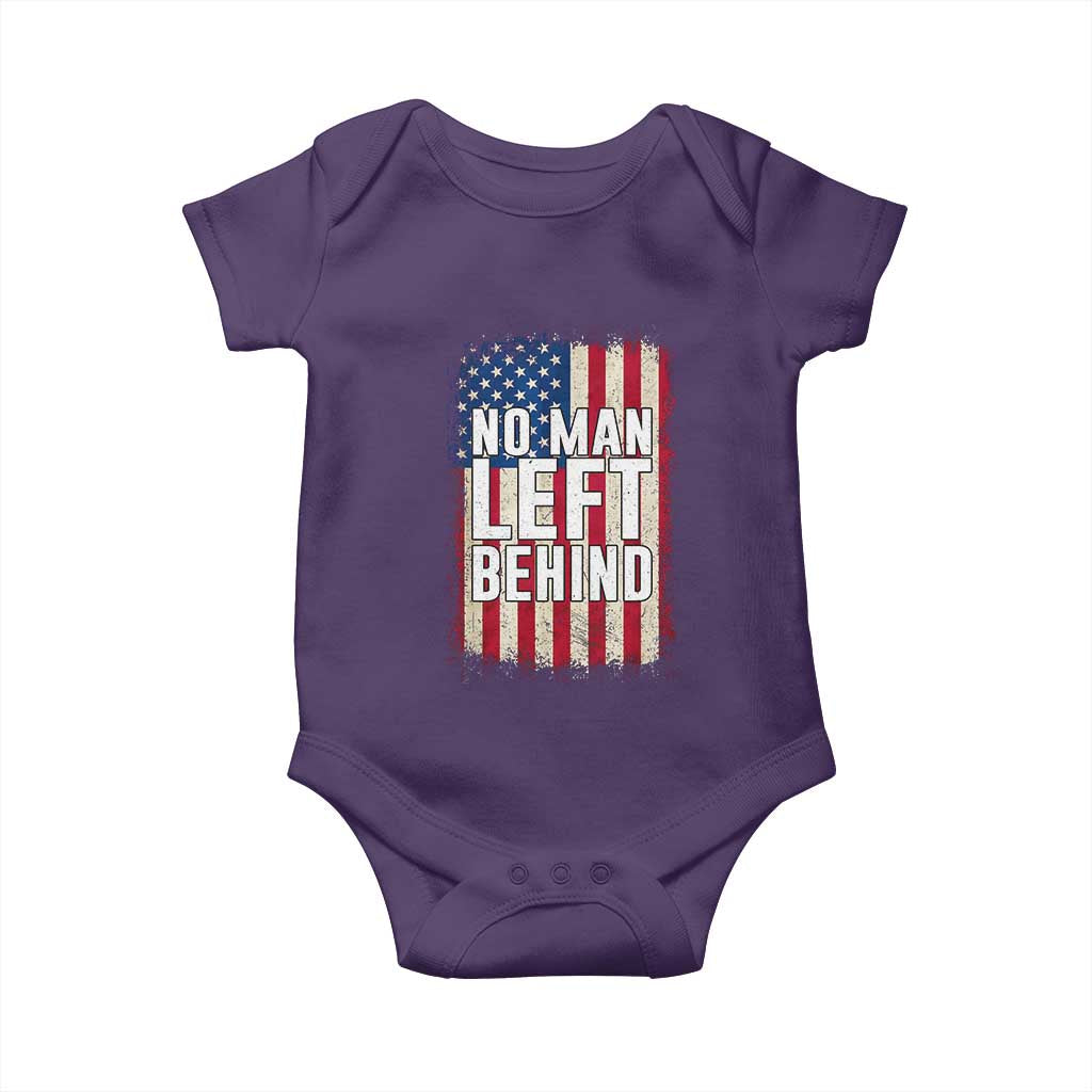 No Man Left Behind Patriotic Baby Onesie Distressed American Flag TS02 Purple Print Your Wear