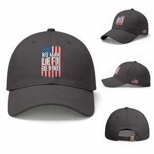 No Man Left Behind Patriotic Baseball Cap Distressed American Flag TS02 Baseball Cap Universal Fit Dark Gray Print Your Wear