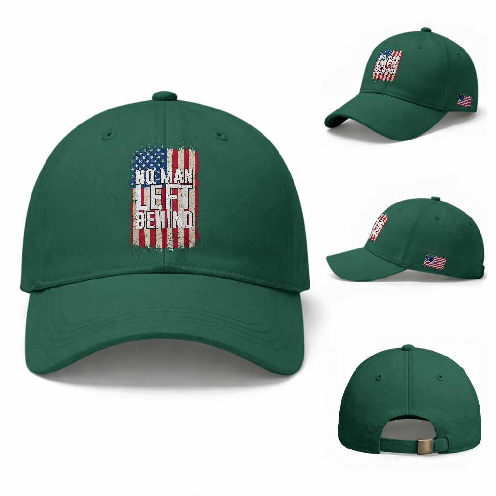 No Man Left Behind Patriotic Baseball Cap Distressed American Flag TS02 Baseball Cap Universal Fit Irish Green Print Your Wear