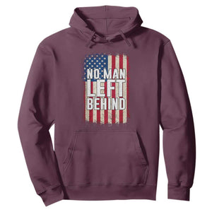 No Man Left Behind Patriotic Hoodie Distressed American Flag TS02 Maroon Print Your Wear