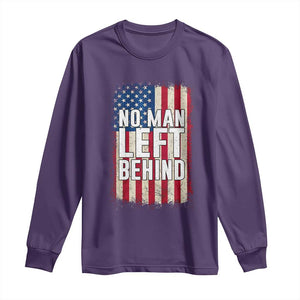 No Man Left Behind Patriotic Long Sleeve Shirt Distressed American Flag TS02 Purple Print Your Wear