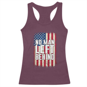 No Man Left Behind Patriotic Racerback Tank Top Distressed American Flag TS02 Maroon Print Your Wear