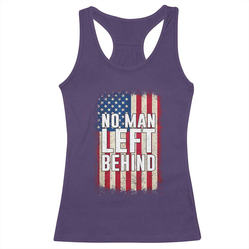 No Man Left Behind Patriotic Racerback Tank Top Distressed American Flag TS02 Purple Print Your Wear