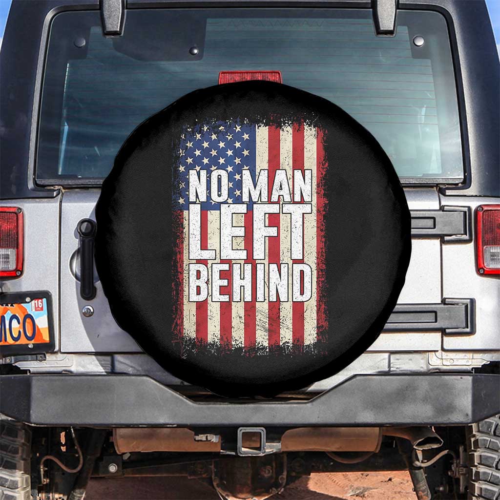 No Man Left Behind Patriotic Spare Tire Cover Distressed American Flag TS02 No hole Black Print Your Wear