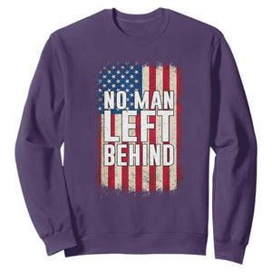No Man Left Behind Patriotic Sweatshirt Distressed American Flag TS02 Purple Print Your Wear
