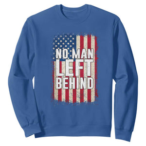 No Man Left Behind Patriotic Sweatshirt Distressed American Flag TS02 Royal Blue Print Your Wear
