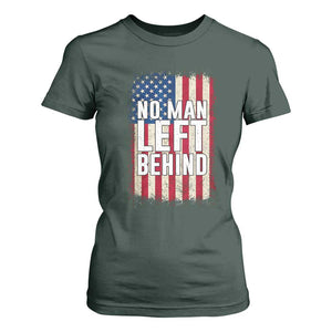 No Man Left Behind Patriotic T Shirt For Women Distressed American Flag TS02 Dark Forest Green Print Your Wear