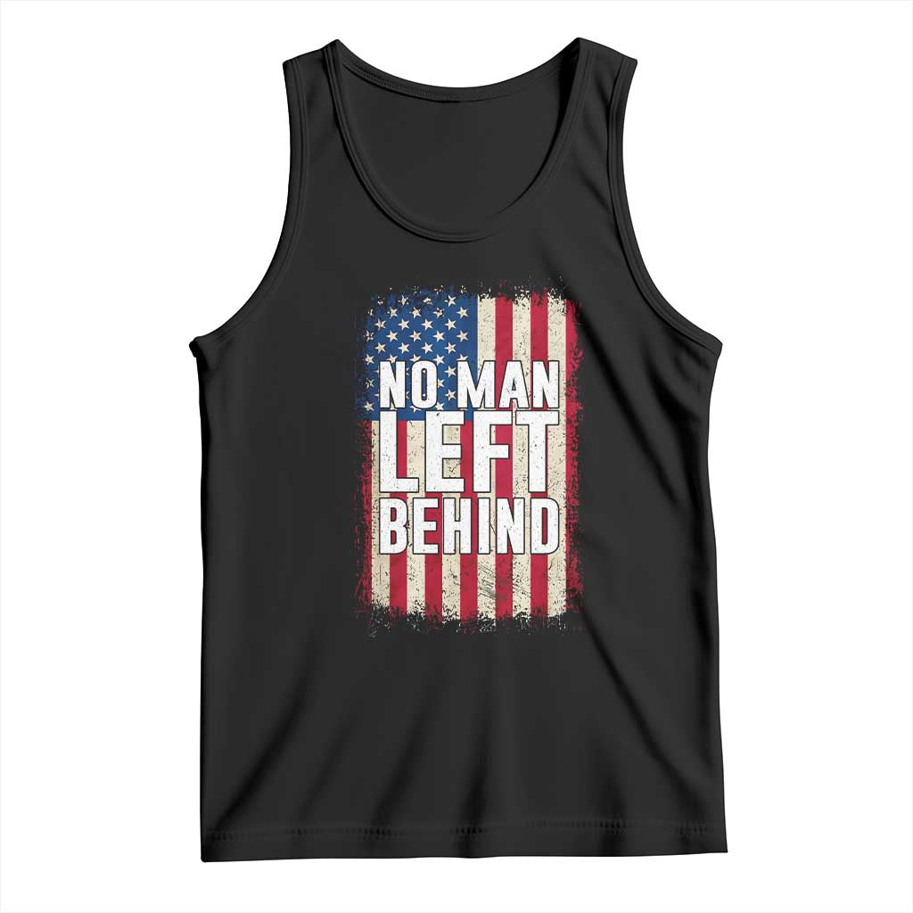 No Man Left Behind Patriotic Tank Top Distressed American Flag TS02 Black Print Your Wear