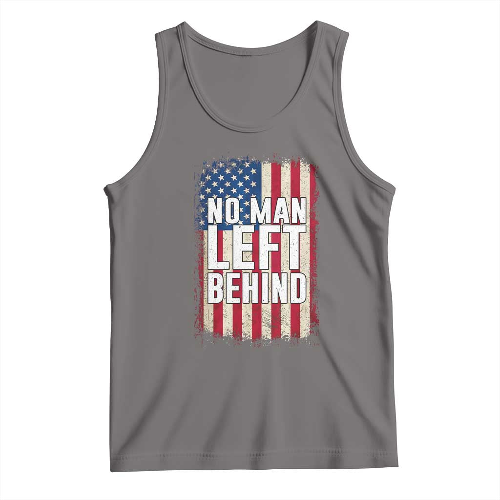 No Man Left Behind Patriotic Tank Top Distressed American Flag TS02 Deep Heather Print Your Wear