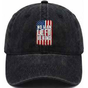 No Man Left Behind Patriotic Washed Cotton Baseball Cap Distressed American Flag TS02 Print Your Wear