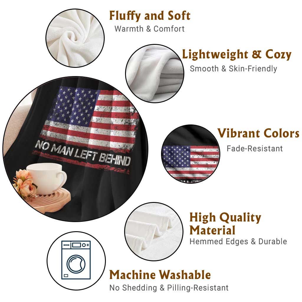 No Man Left Behind Distressed USA Flag Throw Blanket Patriotic US Military Brotherhood TS02 Print Your Wear