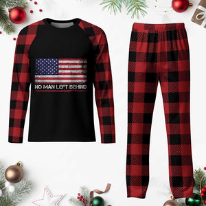 No Man Left Behind Distressed USA Flag Plaid Pajama Set Patriotic US Military Brotherhood TS02 Buffalo Plaid Print Your Wear