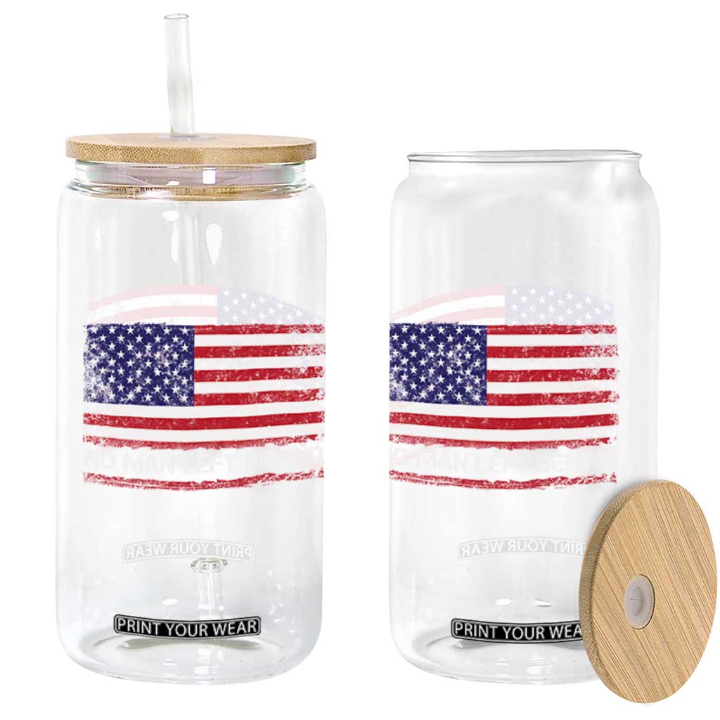 No Man Left Behind Distressed USA Flag Glass Can Patriotic US Military Brotherhood TS02 Print Your Wear