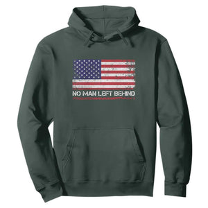 No Man Left Behind Distressed USA Flag Hoodie Patriotic US Military Brotherhood TS02 Dark Forest Green Print Your Wear