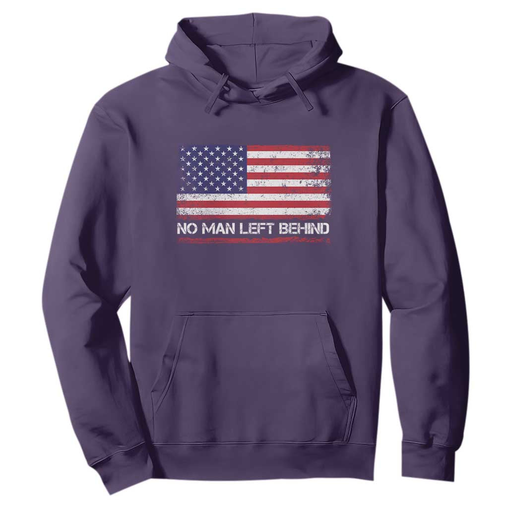 No Man Left Behind Distressed USA Flag Hoodie Patriotic US Military Brotherhood TS02 Purple Print Your Wear