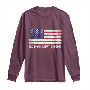 No Man Left Behind Distressed USA Flag Long Sleeve Shirt Patriotic US Military Brotherhood TS02 Maroon Print Your Wear