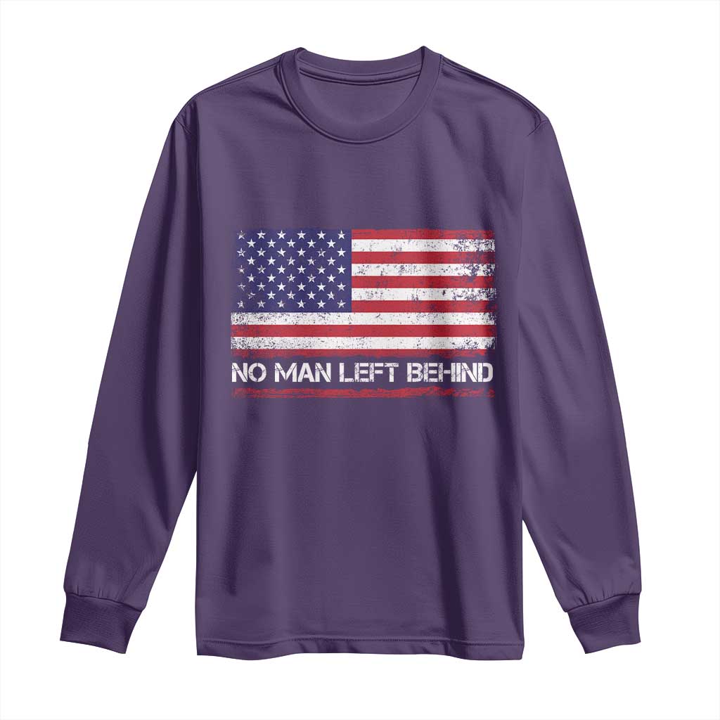 No Man Left Behind Distressed USA Flag Long Sleeve Shirt Patriotic US Military Brotherhood TS02 Purple Print Your Wear