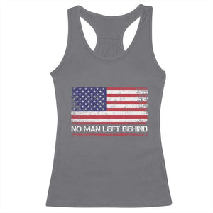 No Man Left Behind Distressed USA Flag Racerback Tank Top Patriotic US Military Brotherhood TS02 Charcoal Print Your Wear