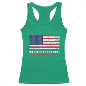 No Man Left Behind Distressed USA Flag Racerback Tank Top Patriotic US Military Brotherhood TS02 Irish Green Print Your Wear