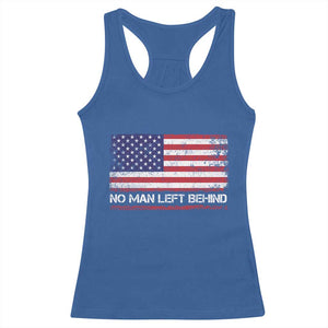 No Man Left Behind Distressed USA Flag Racerback Tank Top Patriotic US Military Brotherhood TS02 Royal Blue Print Your Wear