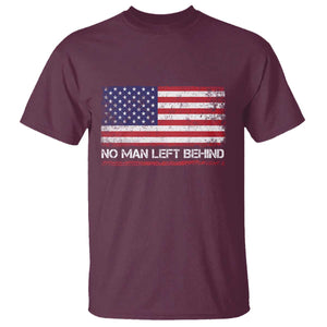 No Man Left Behind Distressed USA Flag T Shirt Patriotic US Military Brotherhood TS02 Maroon Print Your Wear