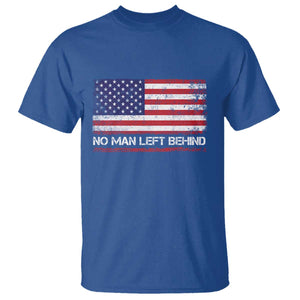 No Man Left Behind Distressed USA Flag T Shirt Patriotic US Military Brotherhood TS02 Royal Blue Print Your Wear