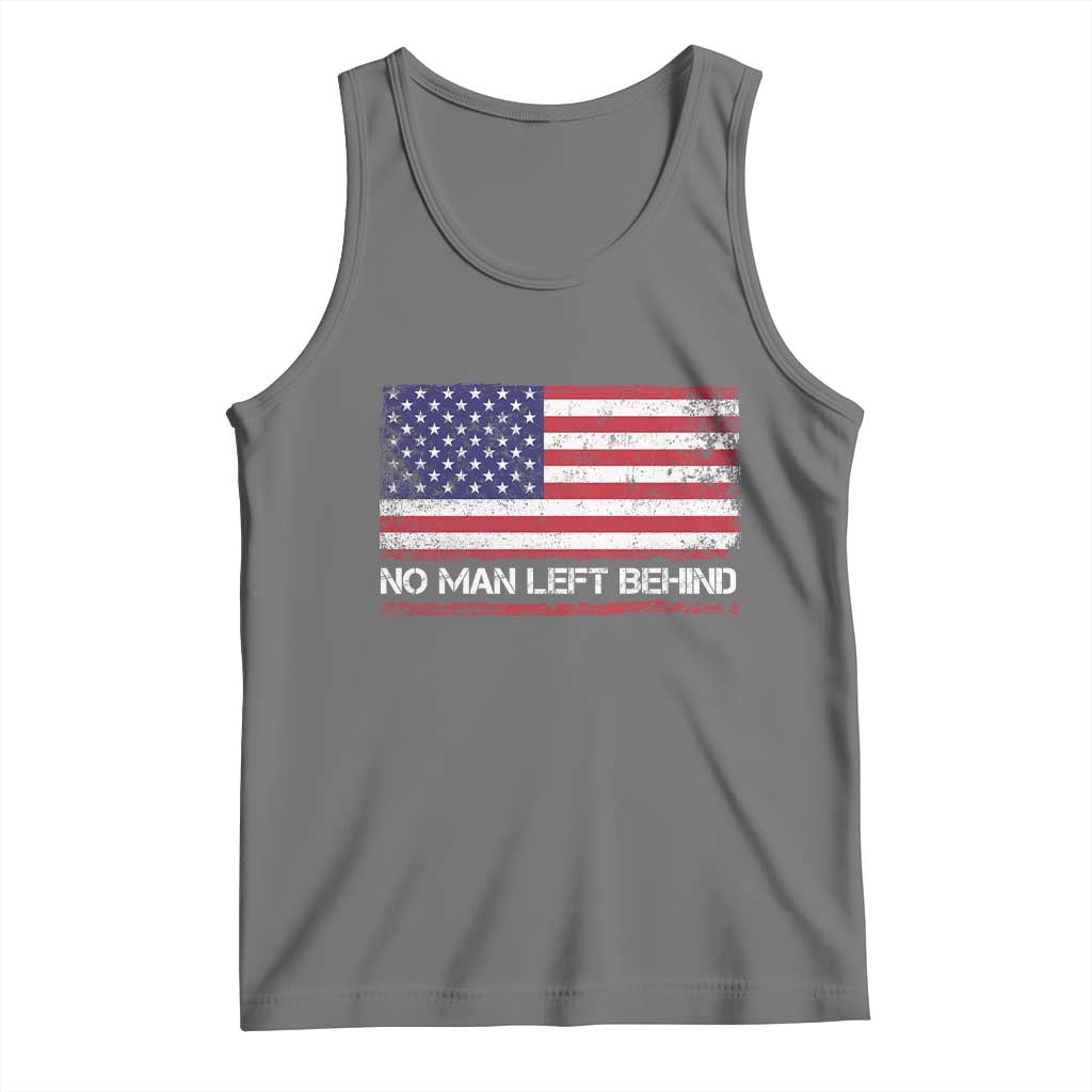 No Man Left Behind Distressed USA Flag Tank Top Patriotic US Military Brotherhood TS02 Black Heather Print Your Wear