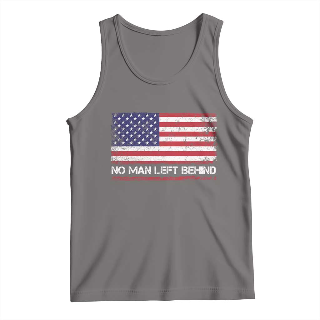 No Man Left Behind Distressed USA Flag Tank Top Patriotic US Military Brotherhood TS02 Deep Heather Print Your Wear