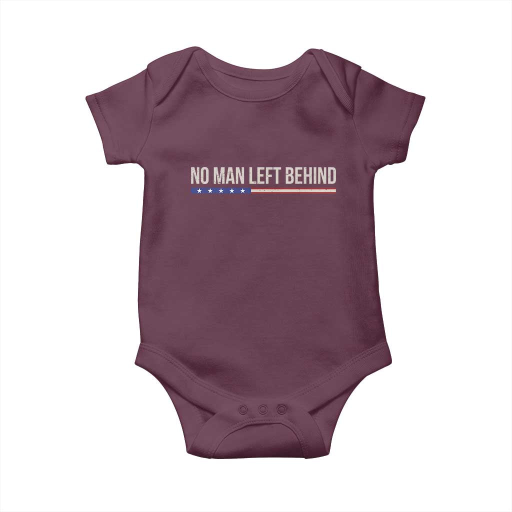 No Man Left Behind Minimalist Patriotic Flag Baby Onesie US Military Brotherhood Pride TS02 Maroon Print Your Wear