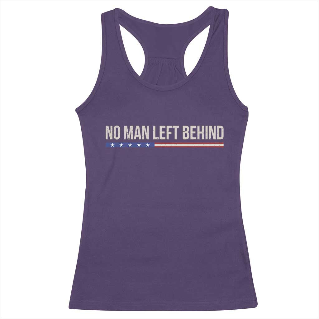 No Man Left Behind Minimalist Patriotic Flag Racerback Tank Top US Military Brotherhood Pride TS02 Purple Print Your Wear