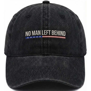 No Man Left Behind Minimalist Patriotic Flag Washed Cotton Baseball Cap US Military Brotherhood Pride TS02 Print Your Wear