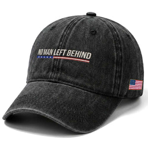 No Man Left Behind Minimalist Patriotic Flag Washed Cotton Baseball Cap US Military Brotherhood Pride TS02 Print Your Wear