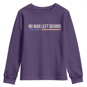 No Man Left Behind Minimalist Patriotic Flag Youth Sweatshirt US Military Brotherhood Pride TS02 Purple Print Your Wear