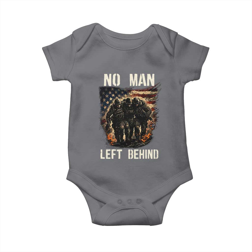 No Man Left Behind Soldiers Brotherhood Baby Onesie American Flag US Military TS02 Charcoal Print Your Wear