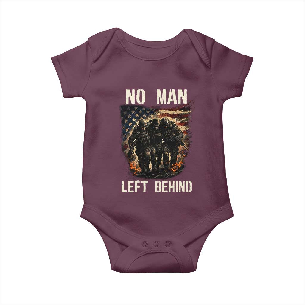 No Man Left Behind Soldiers Brotherhood Baby Onesie American Flag US Military TS02 Maroon Print Your Wear