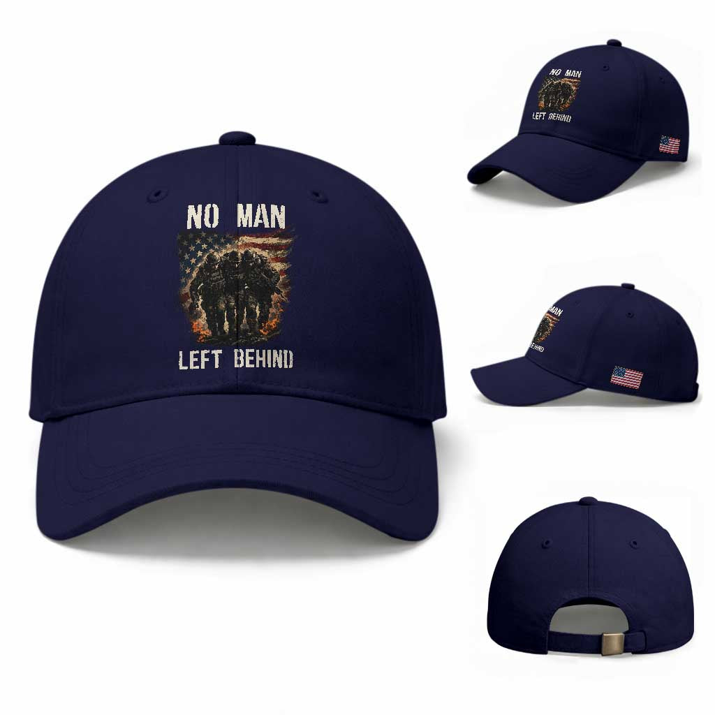 No Man Left Behind Soldiers Brotherhood Baseball Cap American Flag US Military TS02 Baseball Cap Universal Fit Dark Blue Print Your Wear