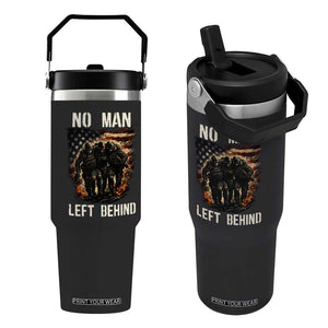 No Man Left Behind Soldiers Brotherhood Flip Straw Tumbler American Flag US Military TS02 One Size: 30 oz Black Print Your Wear