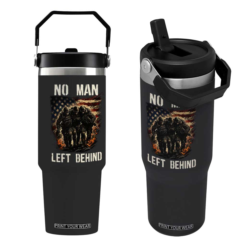 No Man Left Behind Soldiers Brotherhood Flip Straw Tumbler American Flag US Military TS02 One Size: 30 oz Black Print Your Wear
