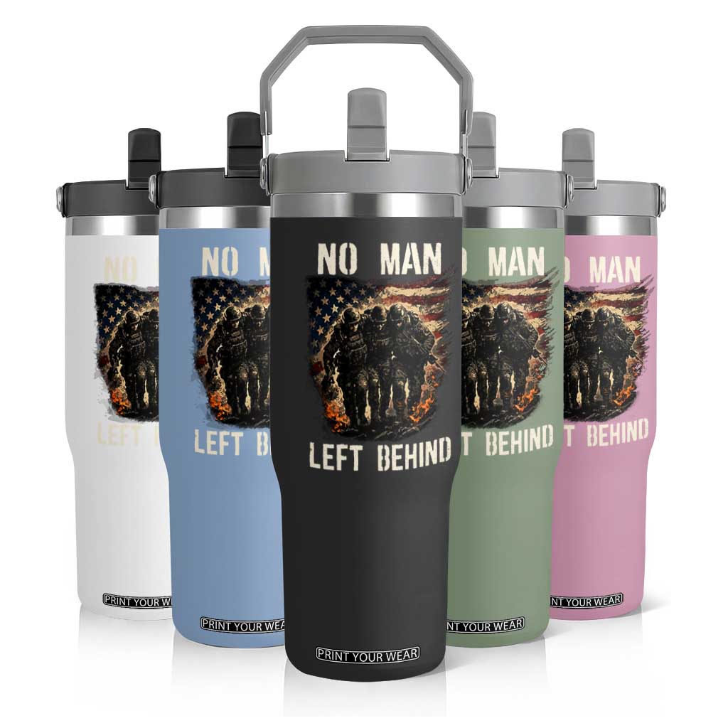 No Man Left Behind Soldiers Brotherhood Flip Straw Tumbler American Flag US Military TS02 Print Your Wear