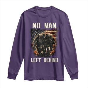 No Man Left Behind Soldiers Brotherhood Long Sleeve Shirt American Flag US Military TS02 Purple Print Your Wear