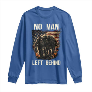 No Man Left Behind Soldiers Brotherhood Long Sleeve Shirt American Flag US Military TS02 Royal Blue Print Your Wear